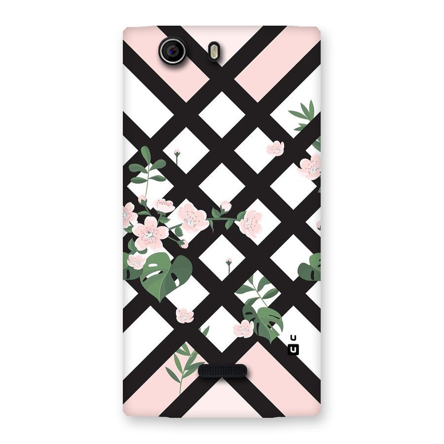Check Floral Stripes Back Case for Canvas Nitro 2 E311