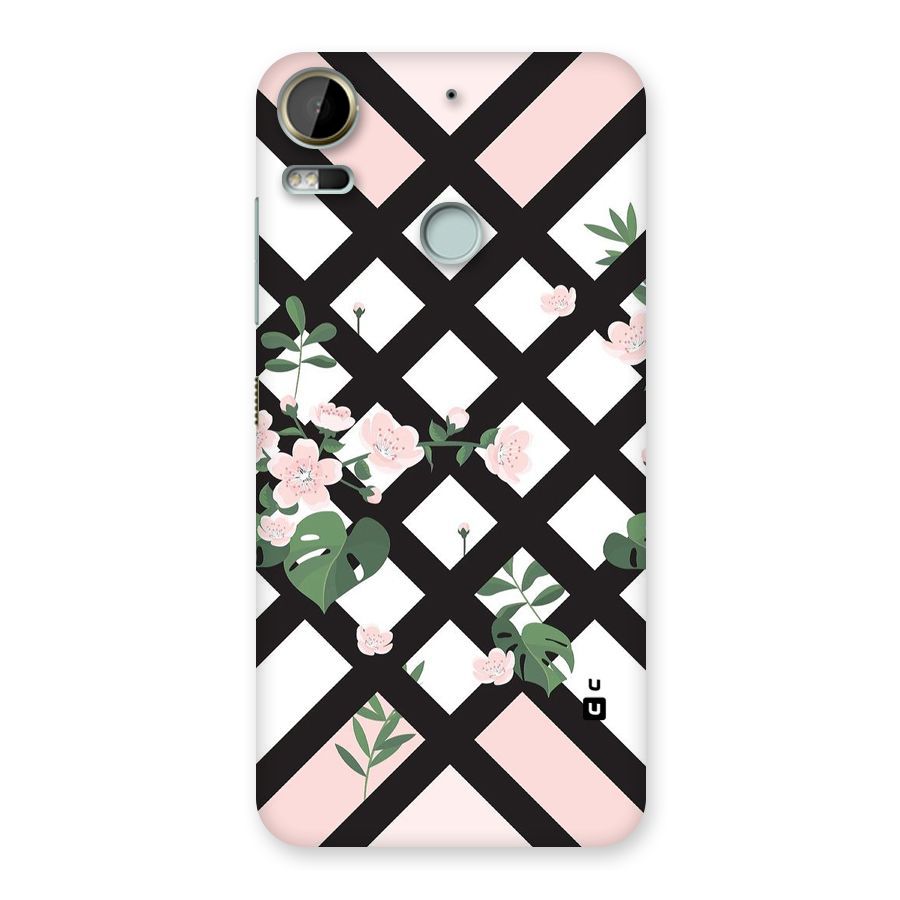Check Floral Stripes Back Case for Desire 10 Pro