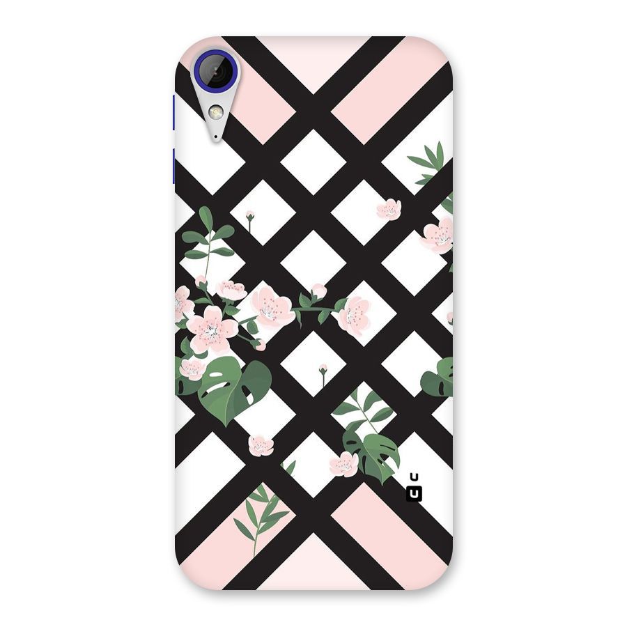 Check Floral Stripes Back Case for Desire 830