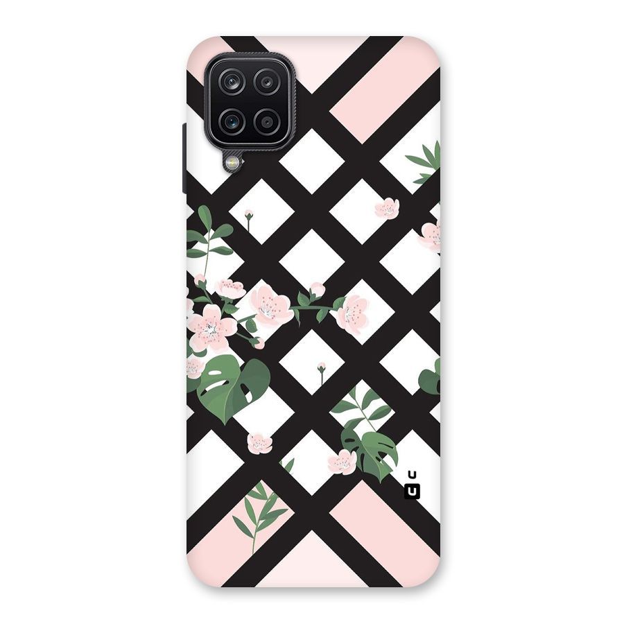 Check Floral Stripes Back Case for Galaxy A12