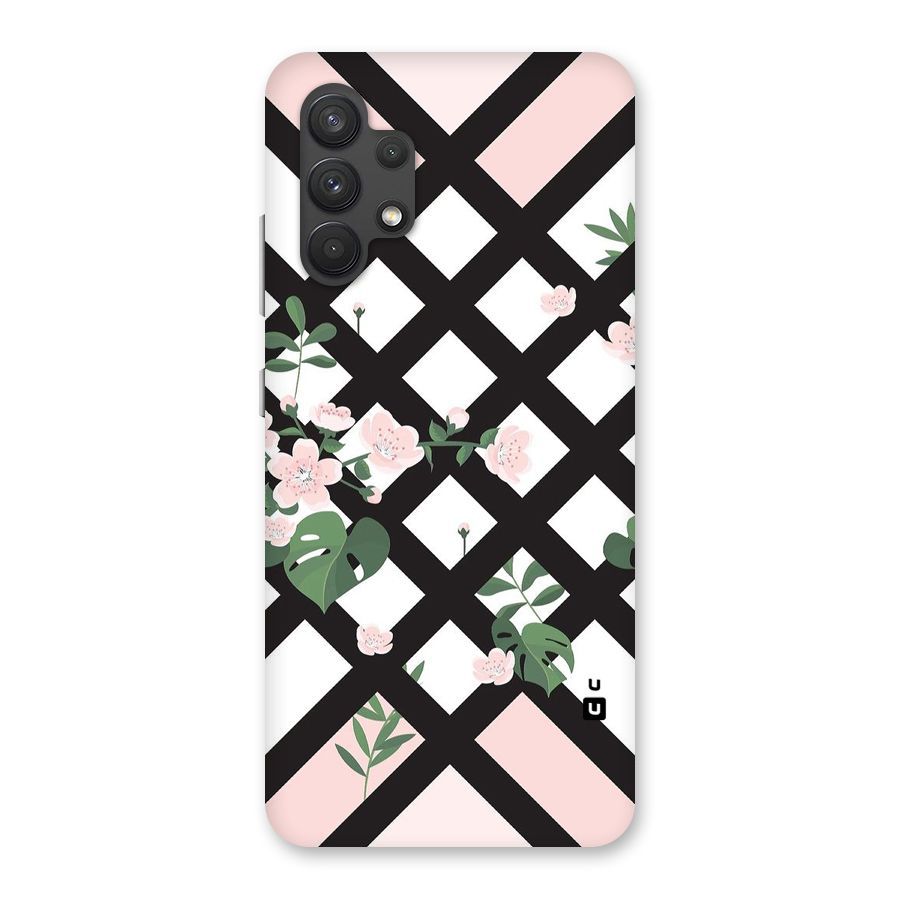 Check Floral Stripes Back Case for Galaxy A32