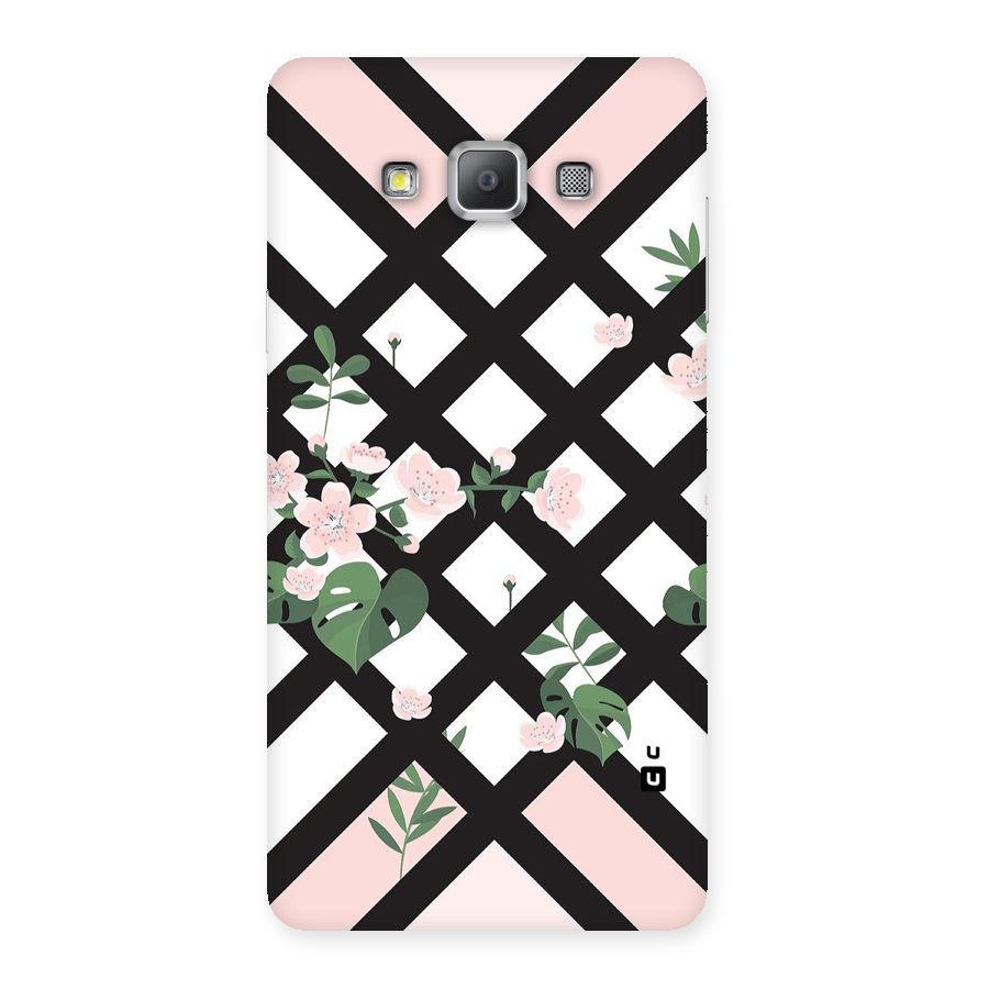 Check Floral Stripes Back Case for Galaxy A7