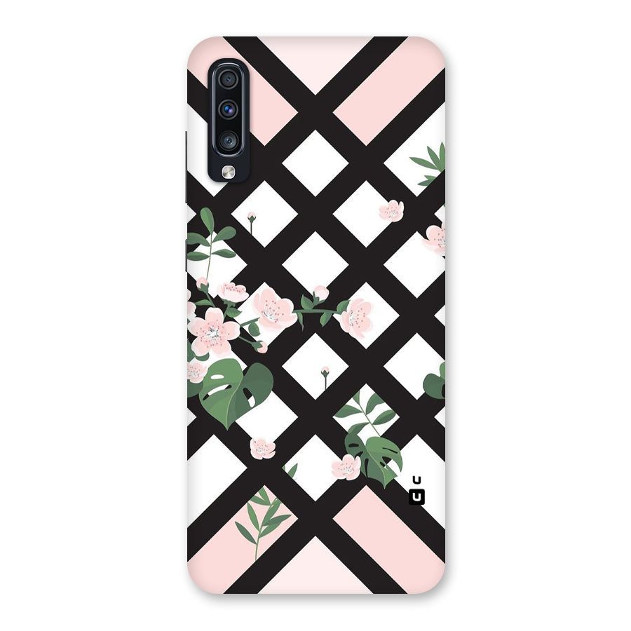 Check Floral Stripes Back Case for Galaxy A70