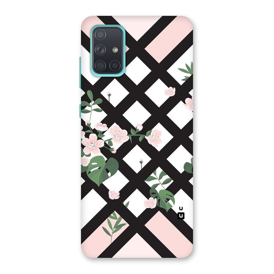 Check Floral Stripes Back Case for Galaxy A71