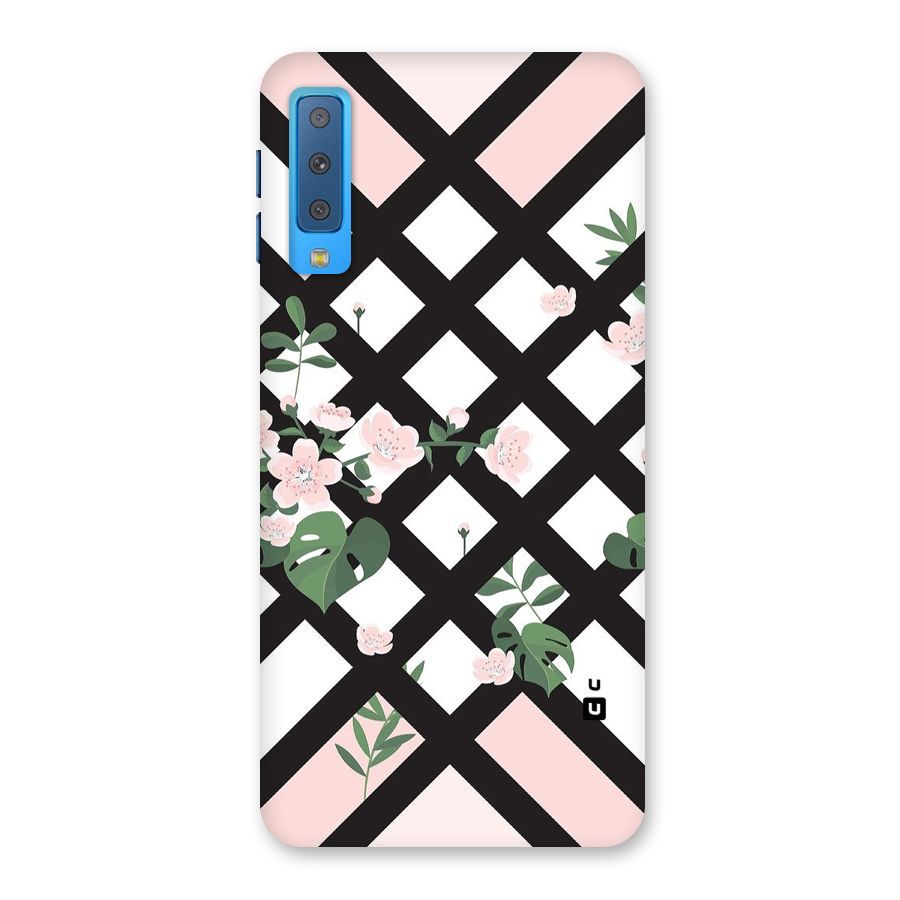 Check Floral Stripes Back Case for Galaxy A7 (2018)