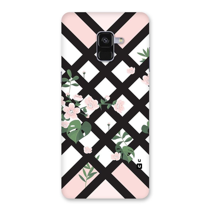 Check Floral Stripes Back Case for Galaxy A8 Plus