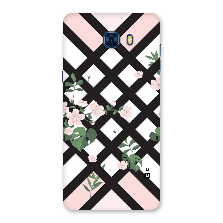 Check Floral Stripes Back Case for Galaxy C7 Pro