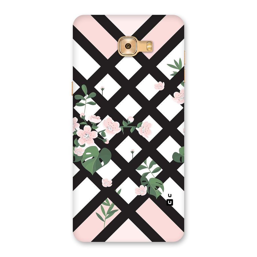 Check Floral Stripes Back Case for Galaxy C9 Pro