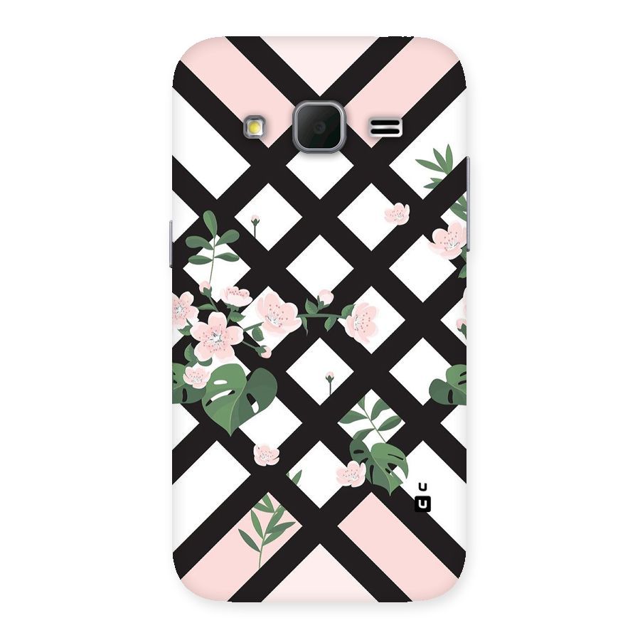 Check Floral Stripes Back Case for Galaxy Core Prime