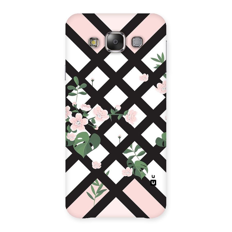 Check Floral Stripes Back Case for Galaxy E7
