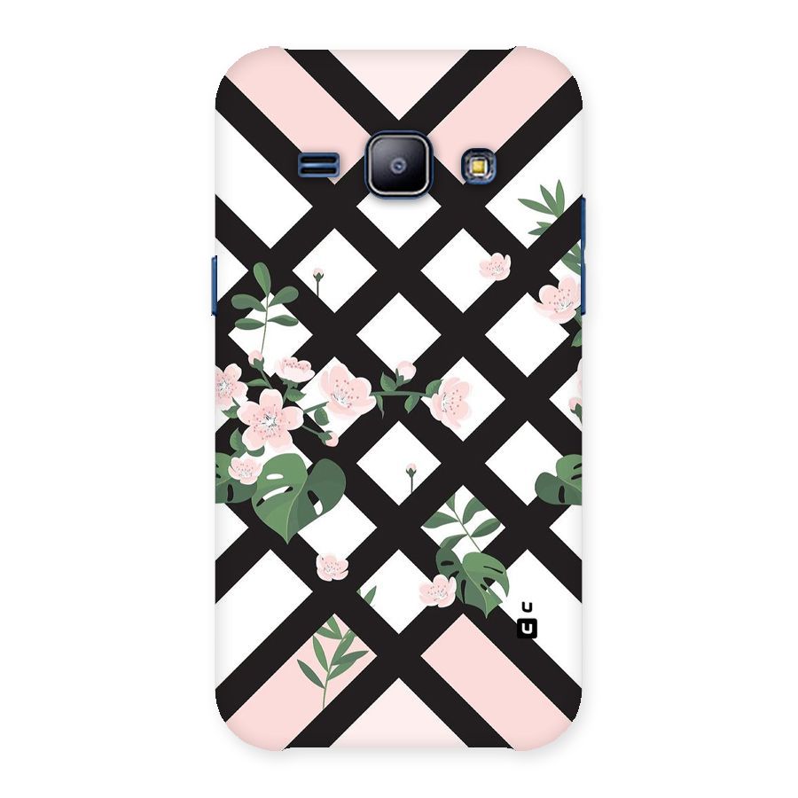 Check Floral Stripes Back Case for Galaxy J1