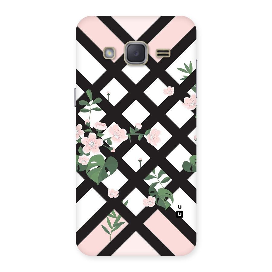 Check Floral Stripes Back Case for Galaxy J2