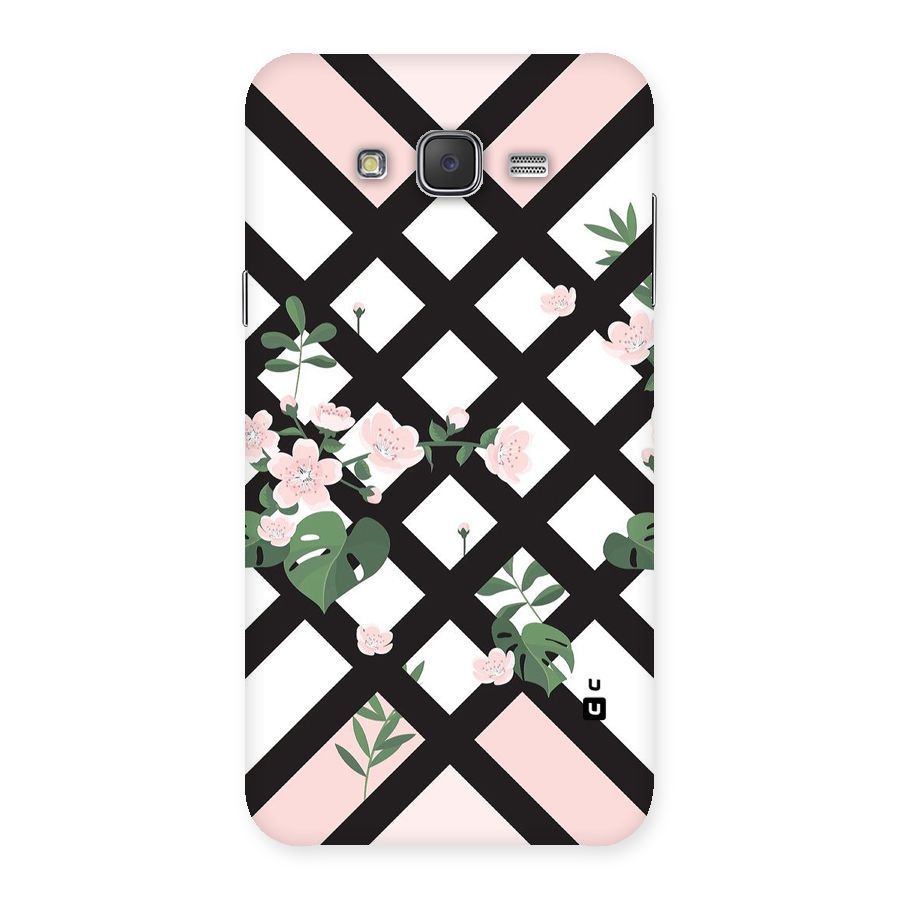 Check Floral Stripes Back Case for Galaxy J7