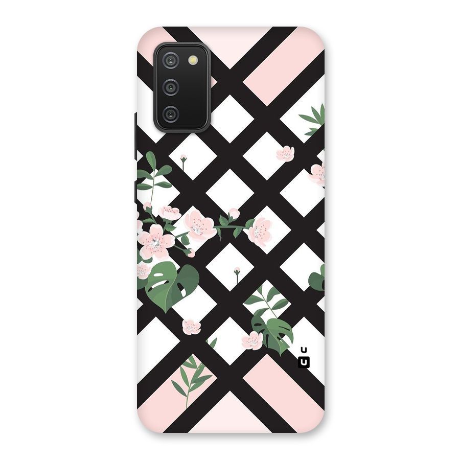 Check Floral Stripes Back Case for Galaxy M02s