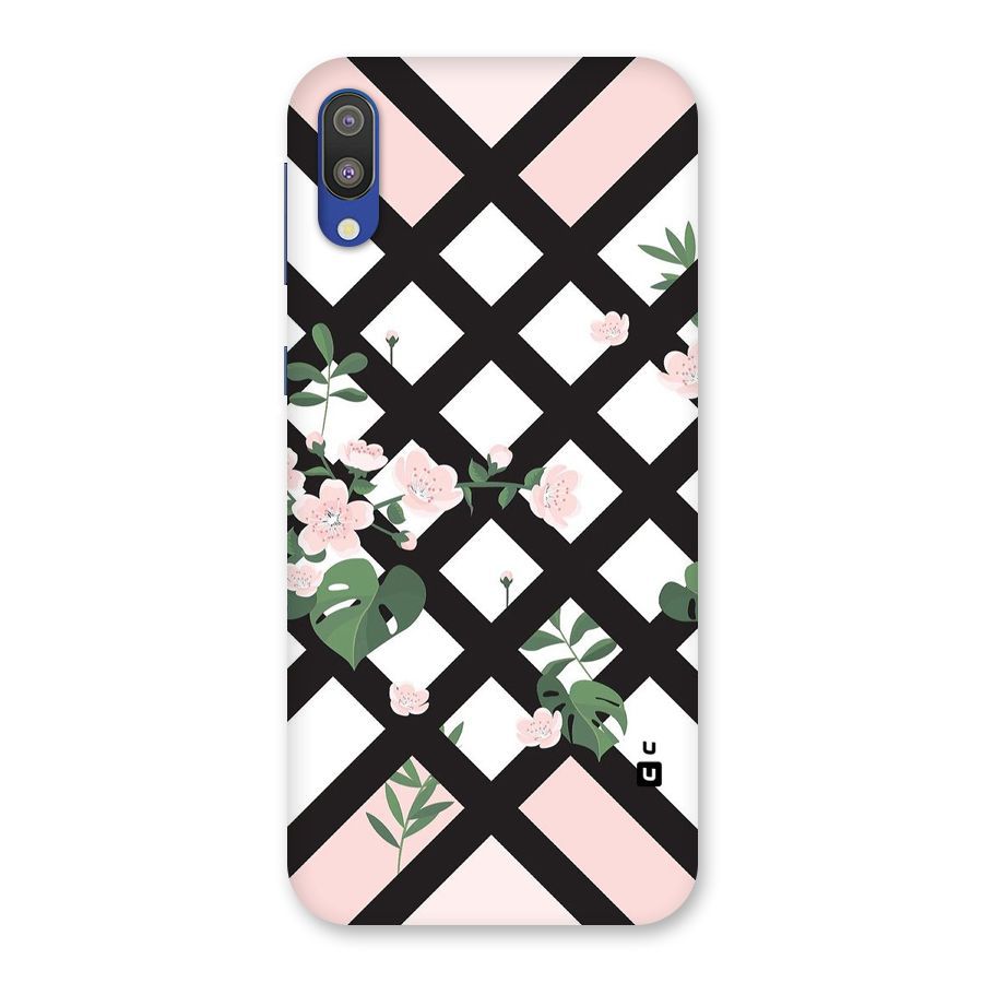 Check Floral Stripes Back Case for Galaxy M10