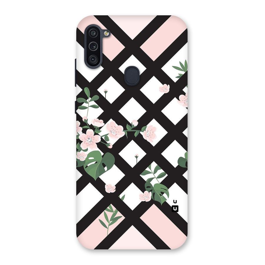 Check Floral Stripes Back Case for Galaxy M11