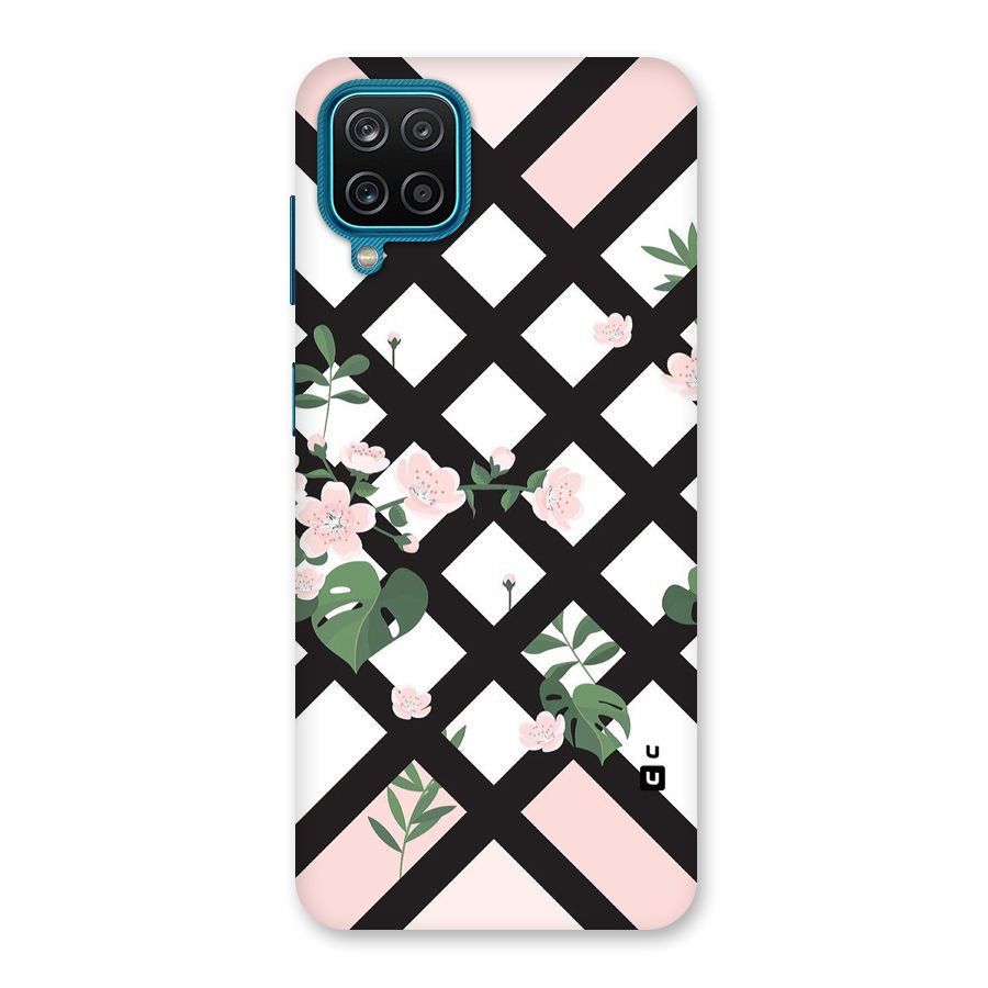 Check Floral Stripes Back Case for Galaxy M12