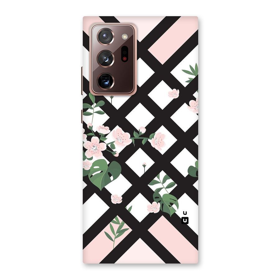 Check Floral Stripes Back Case for Galaxy Note 20 Ultra