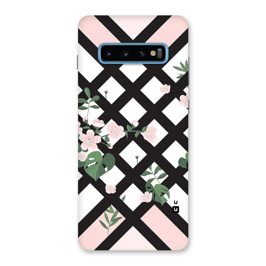 Check Floral Stripes Back Case for Galaxy S10 Plus