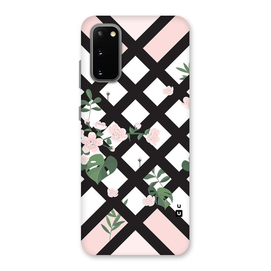 Check Floral Stripes Back Case for Galaxy S20