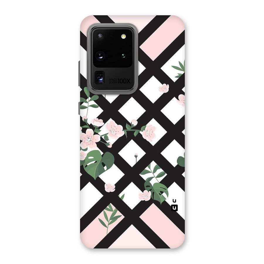 Check Floral Stripes Back Case for Galaxy S20 Ultra