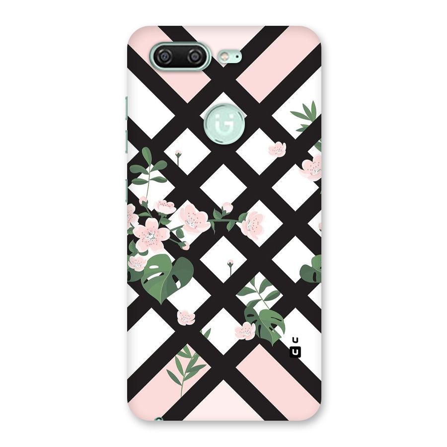 Check Floral Stripes Back Case for Gionee S10