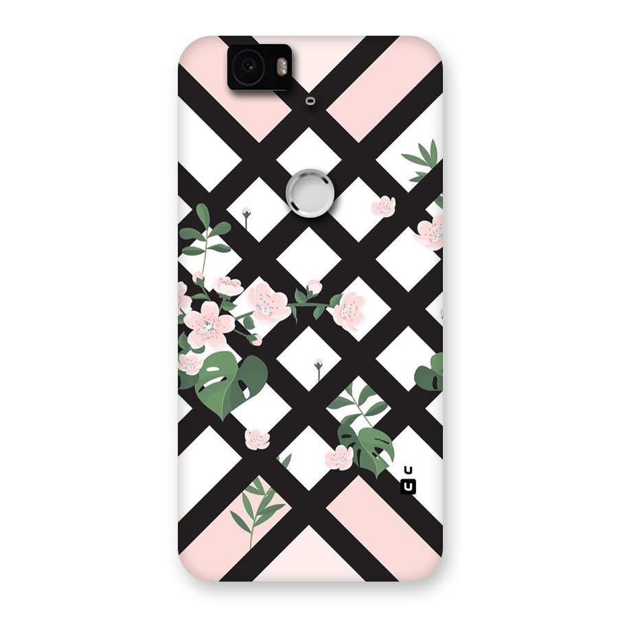 Check Floral Stripes Back Case for Google Nexus-6P