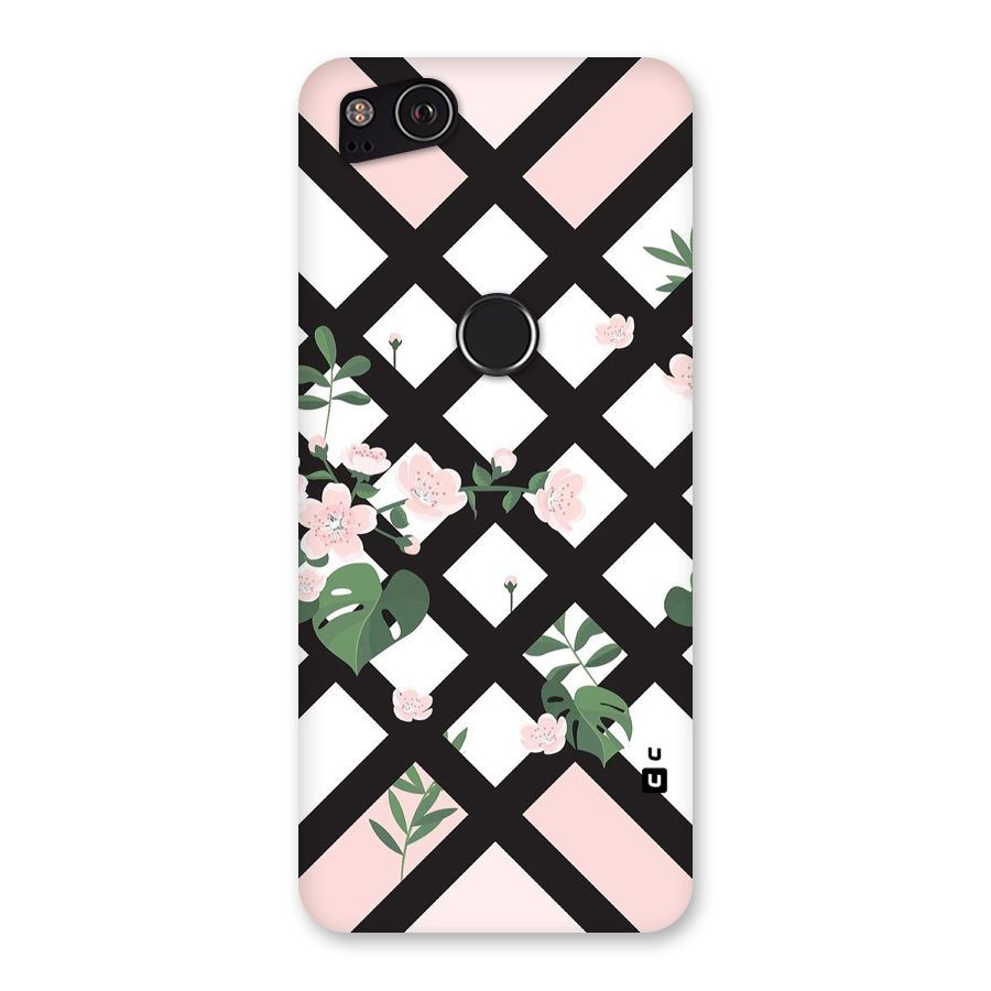 Check Floral Stripes Back Case for Google Pixel 2