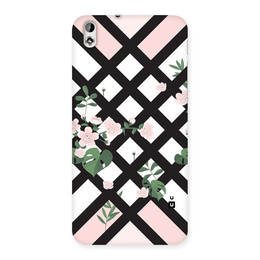 Check Floral Stripes Back Case for HTC Desire 816g