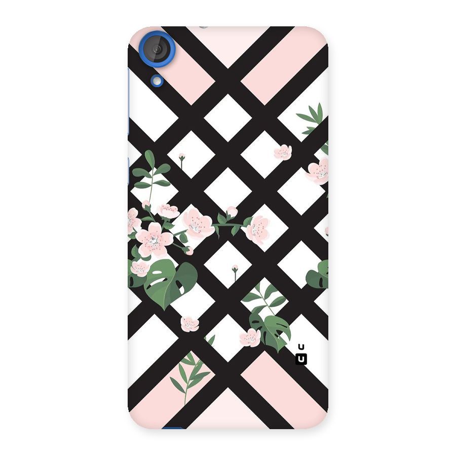Check Floral Stripes Back Case for HTC Desire 820