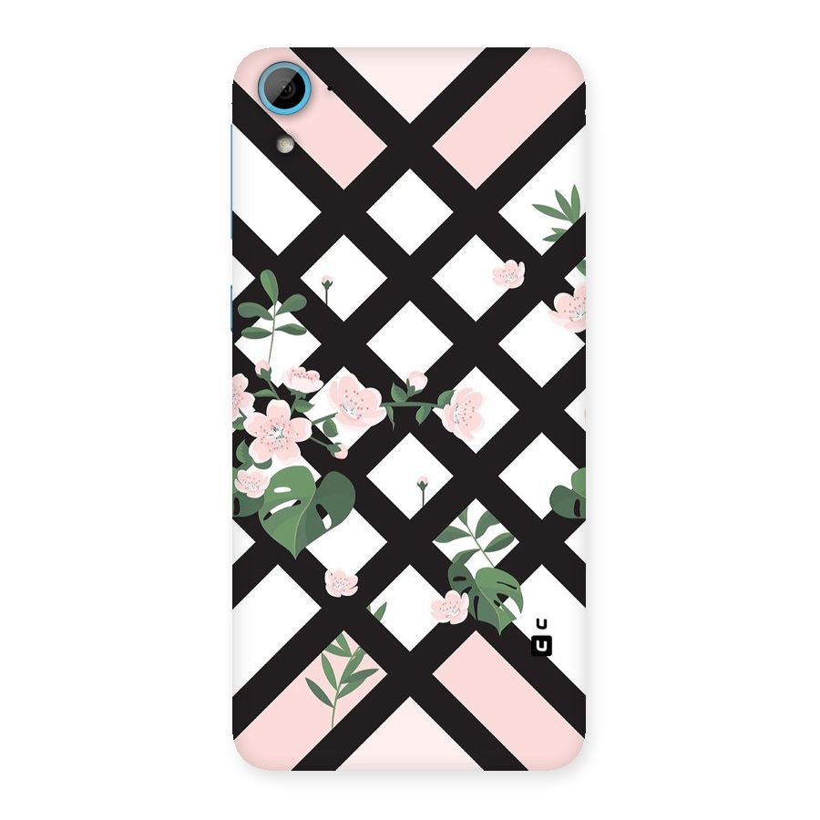Check Floral Stripes Back Case for HTC Desire 826