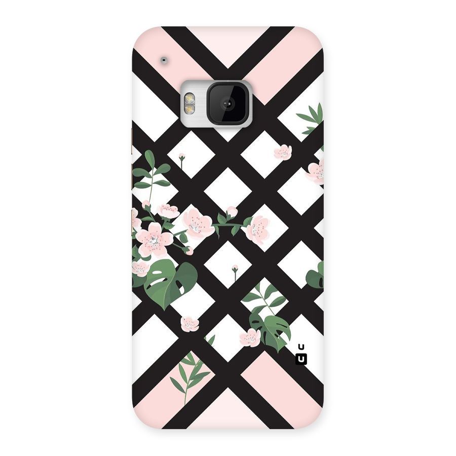 Check Floral Stripes Back Case for HTC One M9