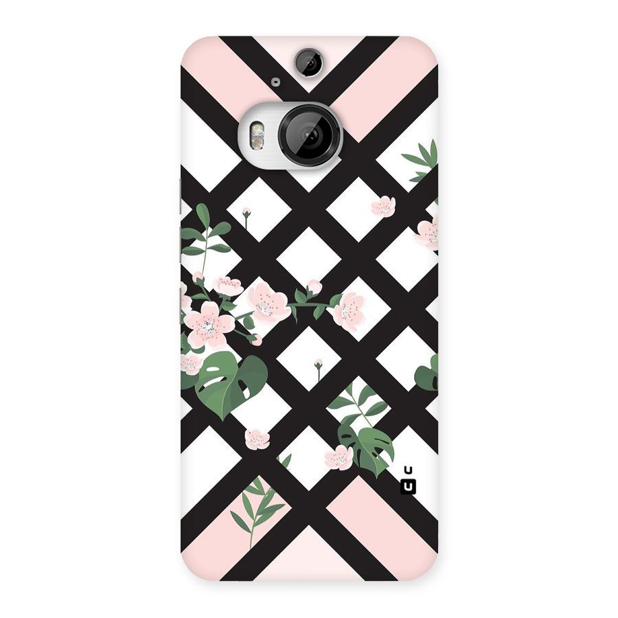 Check Floral Stripes Back Case for HTC One M9 Plus