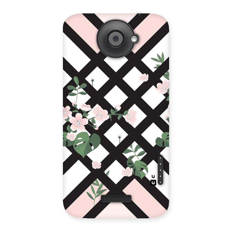 Check Floral Stripes Back Case for HTC One X