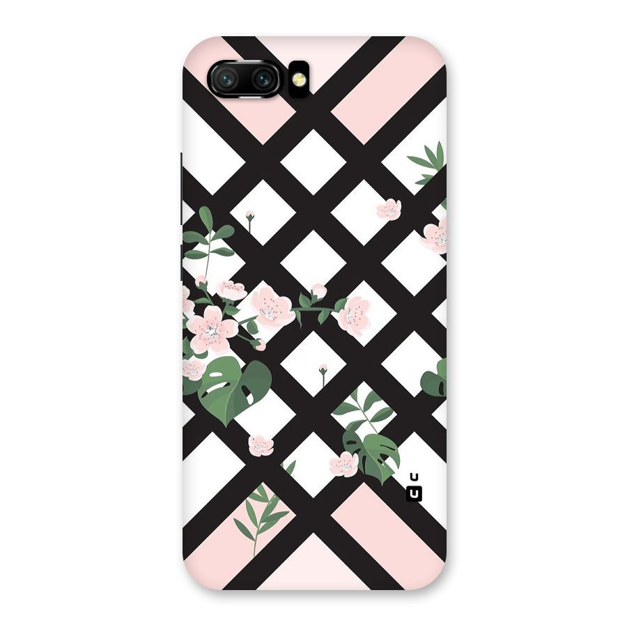 Check Floral Stripes Back Case for Honor 10