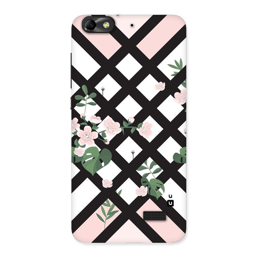 Check Floral Stripes Back Case for Honor 4C