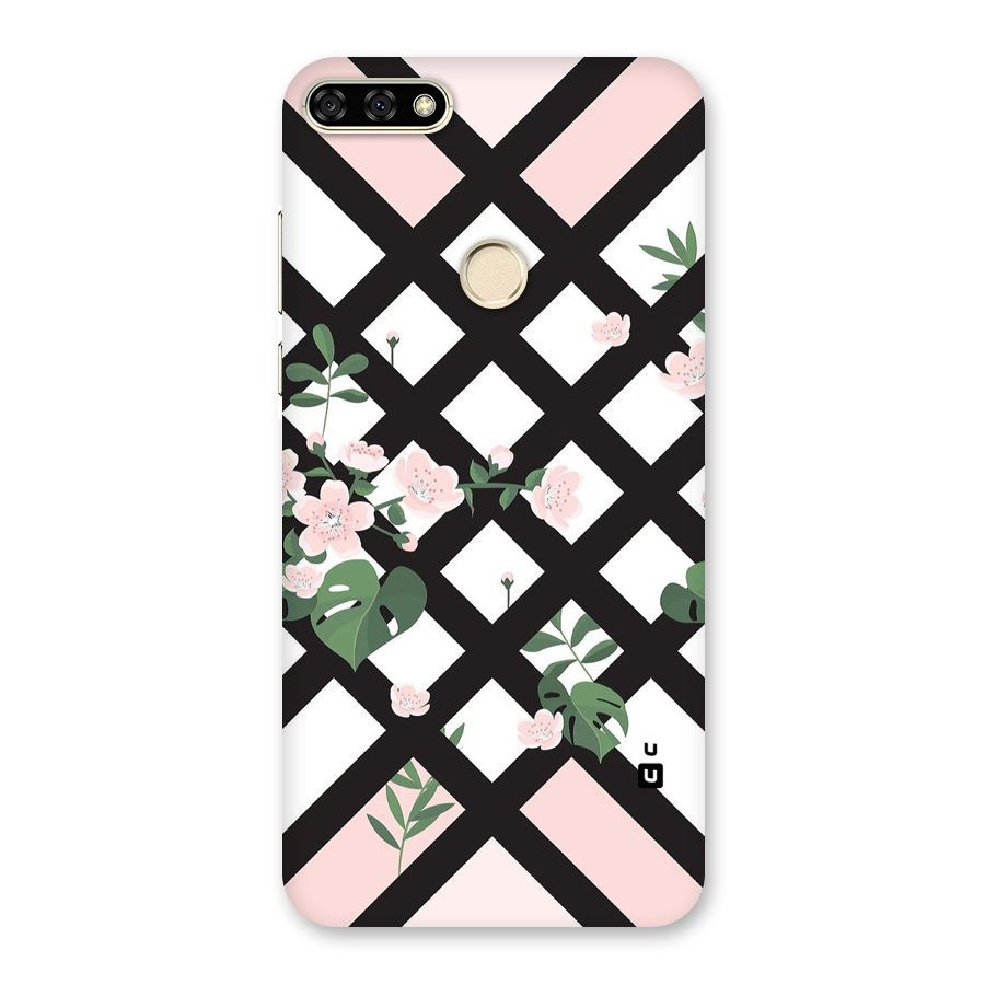 Check Floral Stripes Back Case for Honor 7A