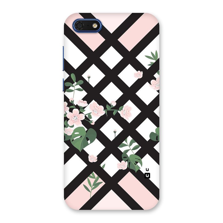 Check Floral Stripes Back Case for Honor 7s