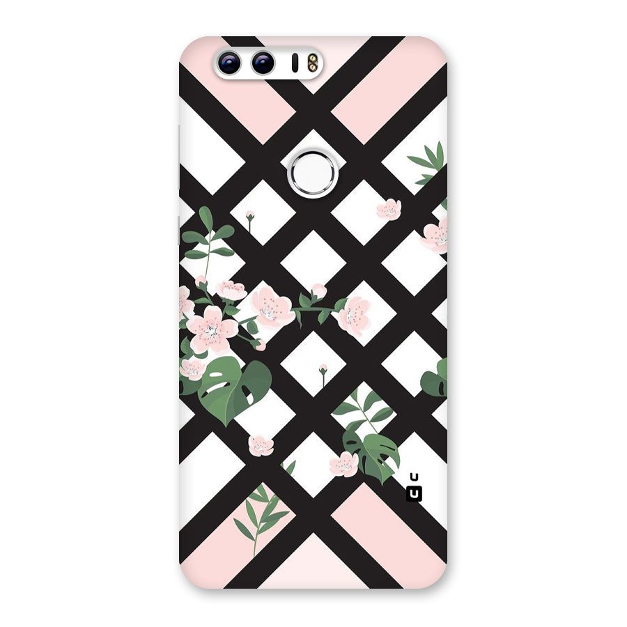Check Floral Stripes Back Case for Honor 8