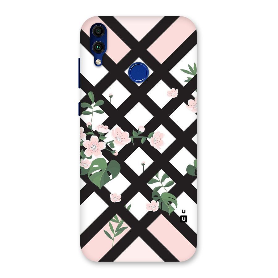 Check Floral Stripes Back Case for Honor 8C