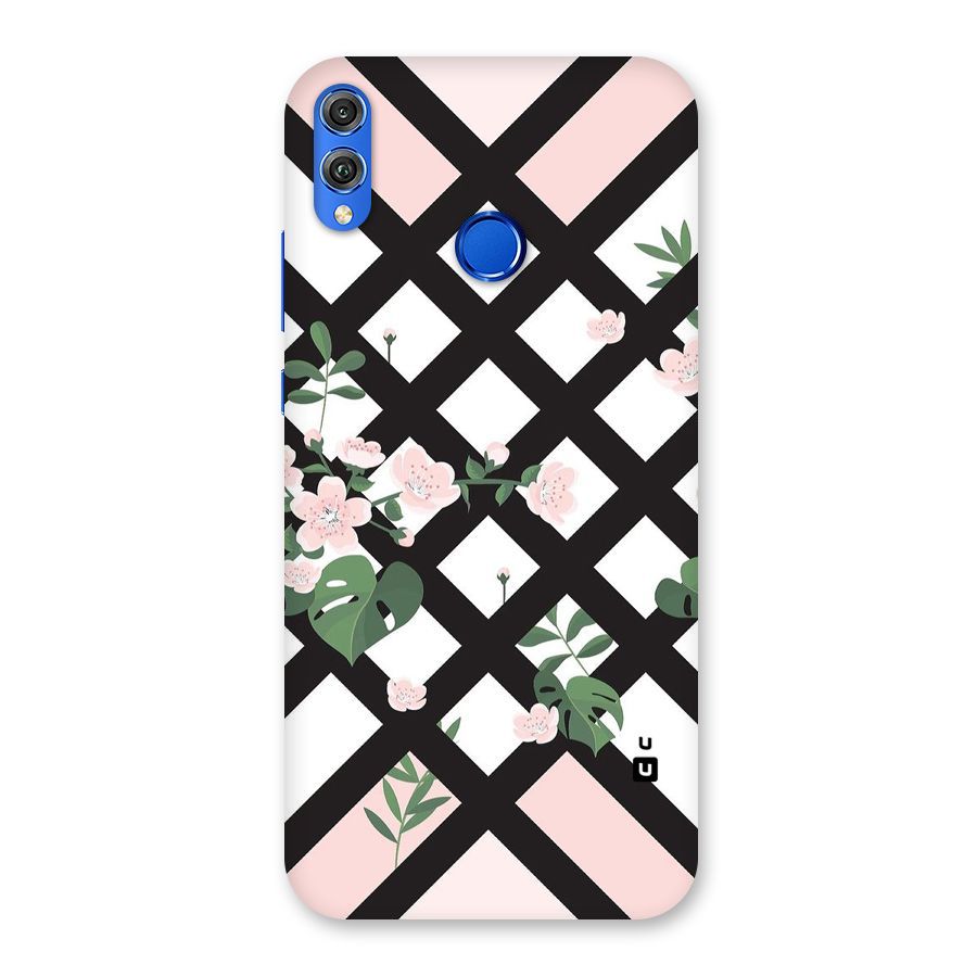 Check Floral Stripes Back Case for Honor 8X