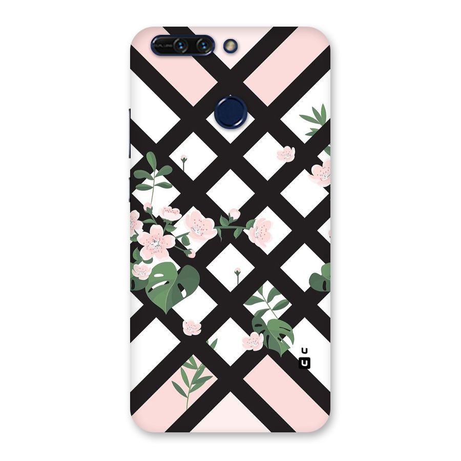 Check Floral Stripes Back Case for Honor 8 Pro