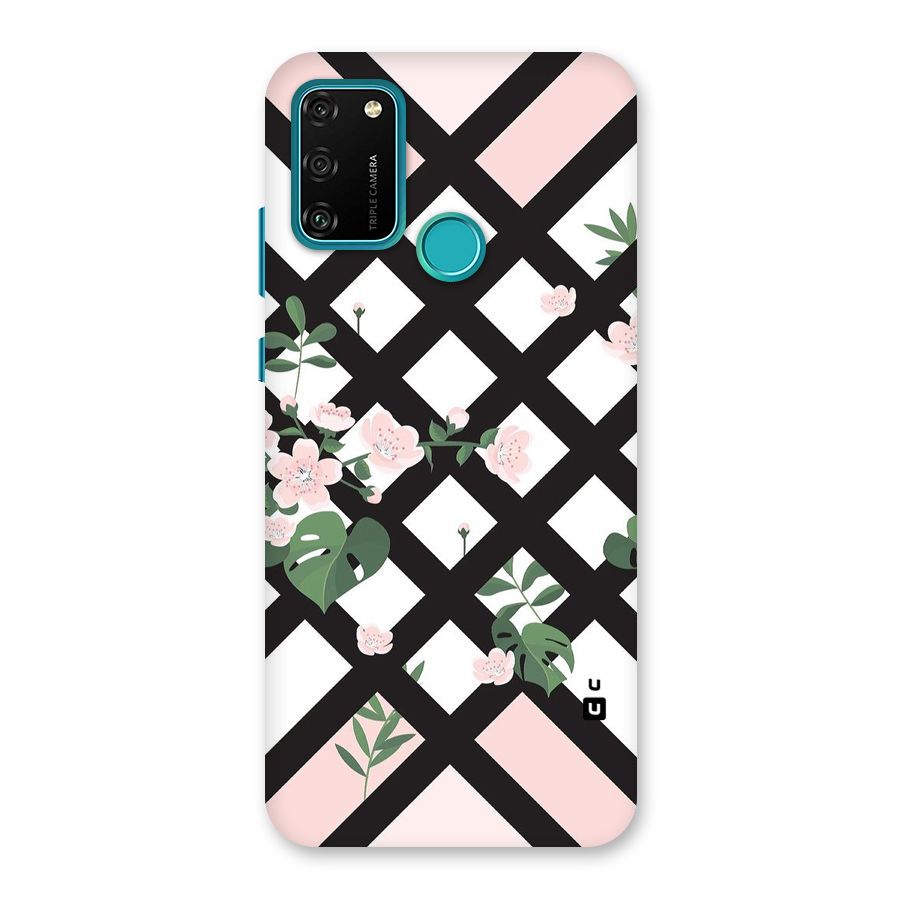 Check Floral Stripes Back Case for Honor 9A
