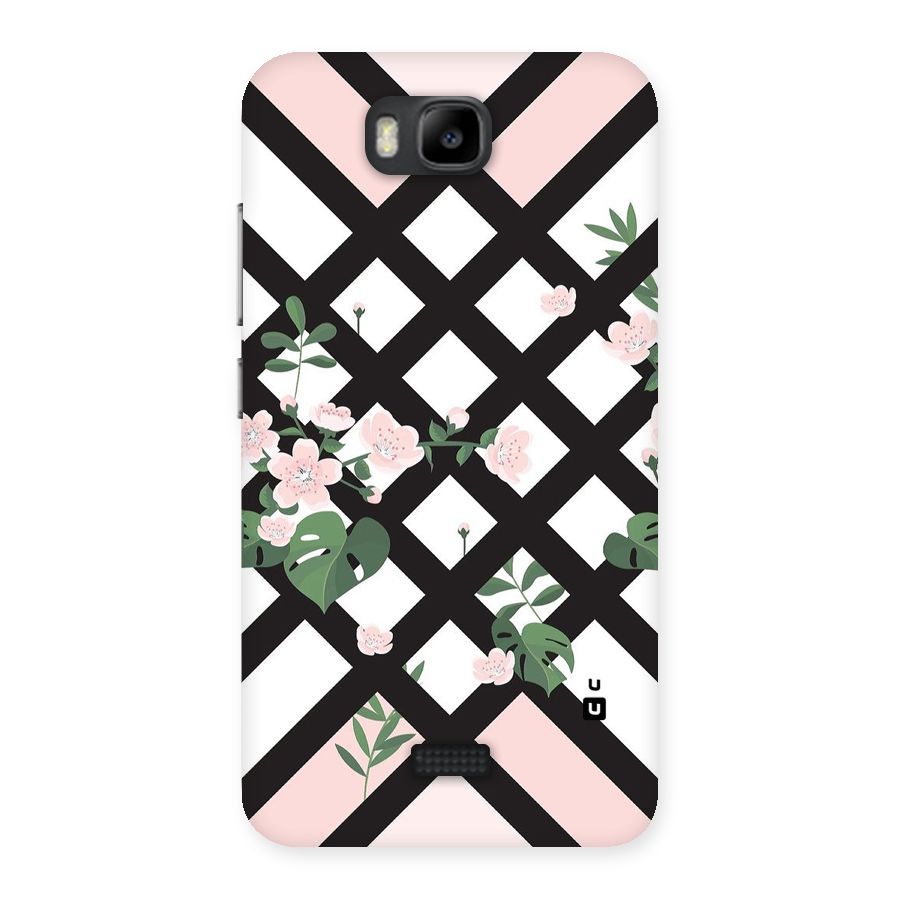 Check Floral Stripes Back Case for Honor Bee