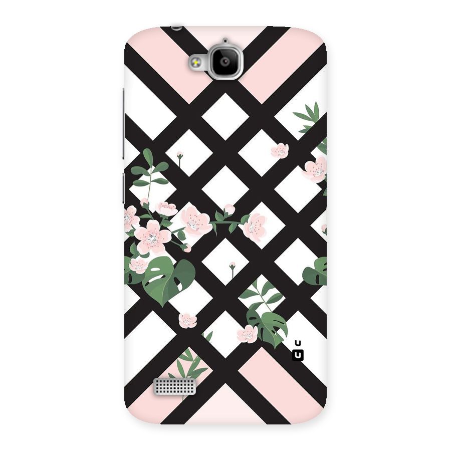 Check Floral Stripes Back Case for Honor Holly