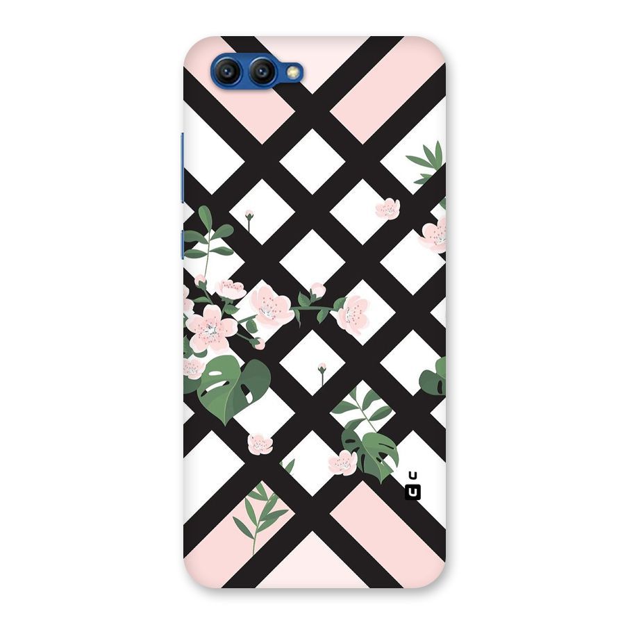 Check Floral Stripes Back Case for Honor View 10