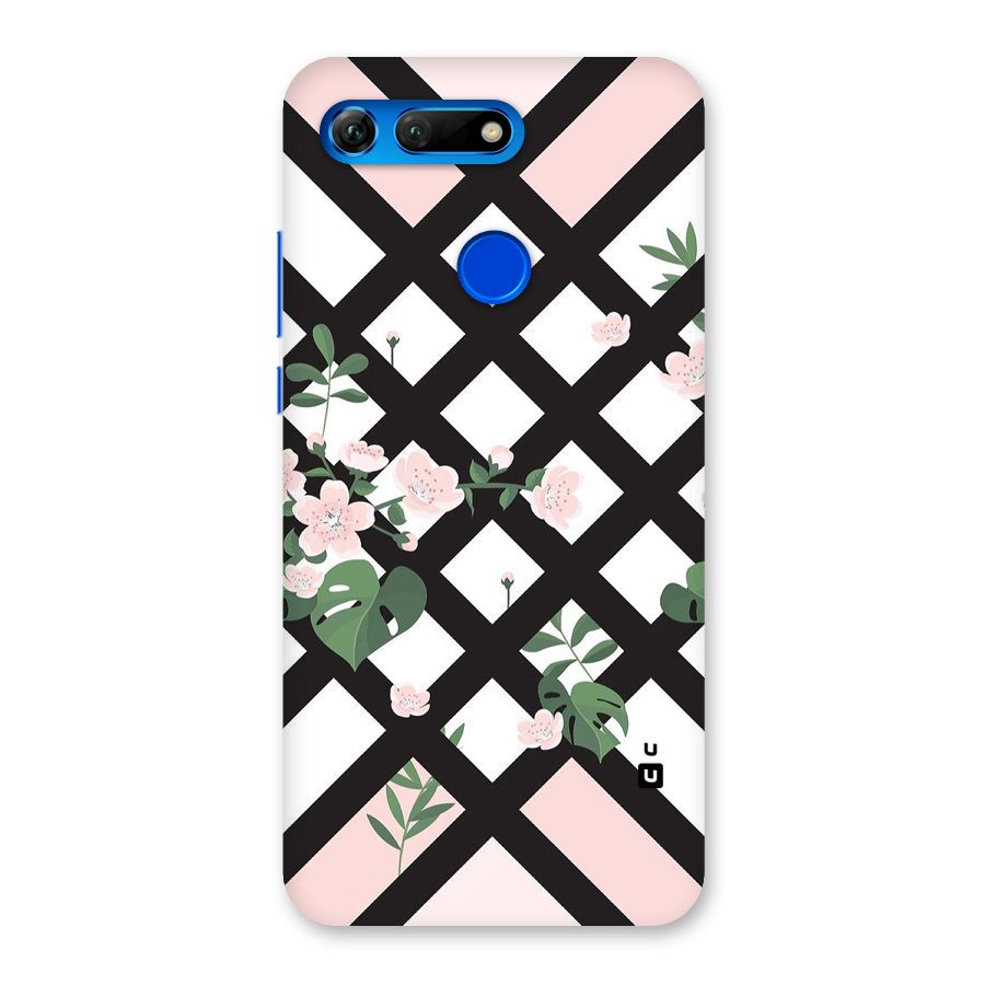 Check Floral Stripes Back Case for Honor View 20