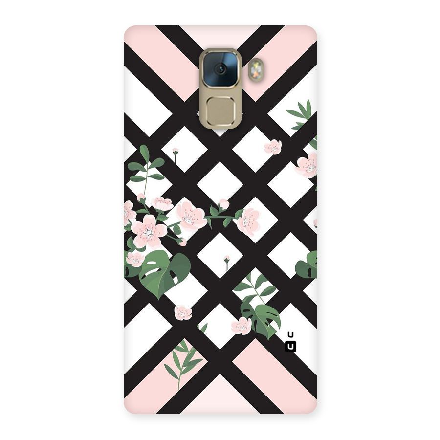 Check Floral Stripes Back Case for Huawei Honor 7