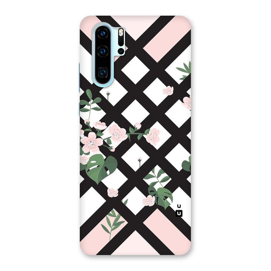 Check Floral Stripes Back Case for Huawei P30 Pro