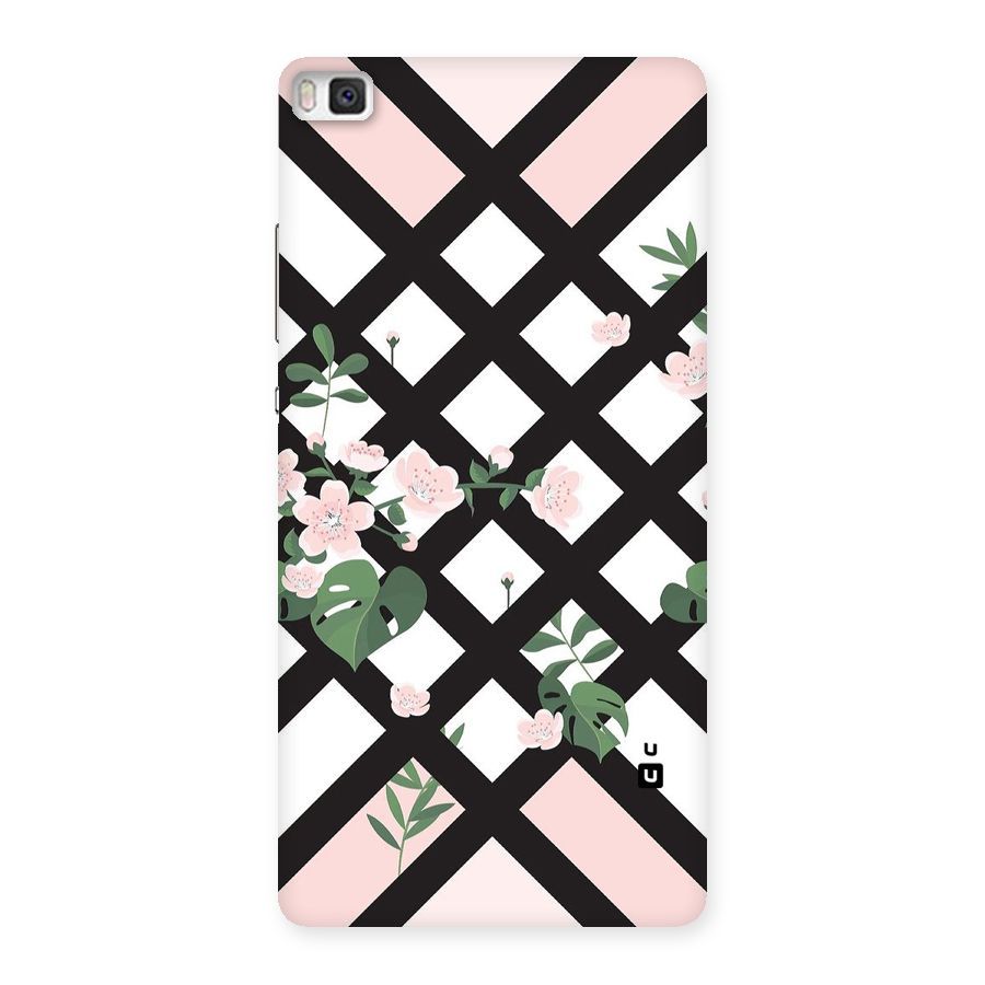 Check Floral Stripes Back Case for Huawei P8